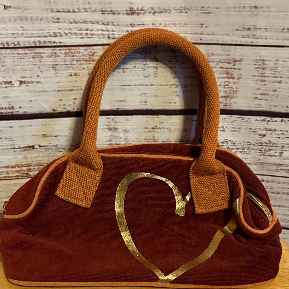 Corduroy Handbag Victoria’s Secret Bowler bag with gold heart design